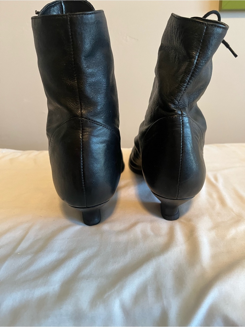 Ellemenno Black Lace-Up Pointed Toe Women's Boots - Picture 2 of 6